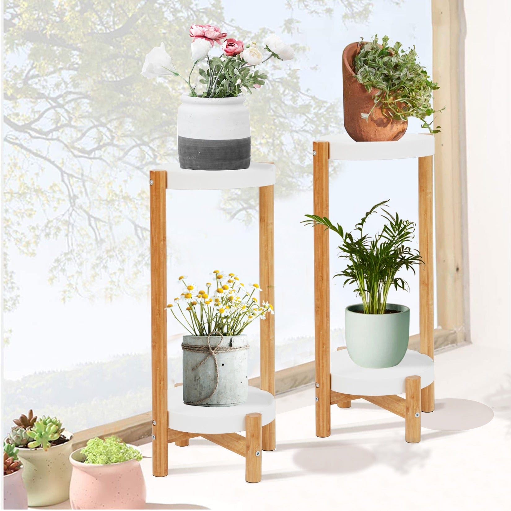 ShopGrowSpaces, 2 Pack 2-Tier Garden Corner Plants Stand Flower