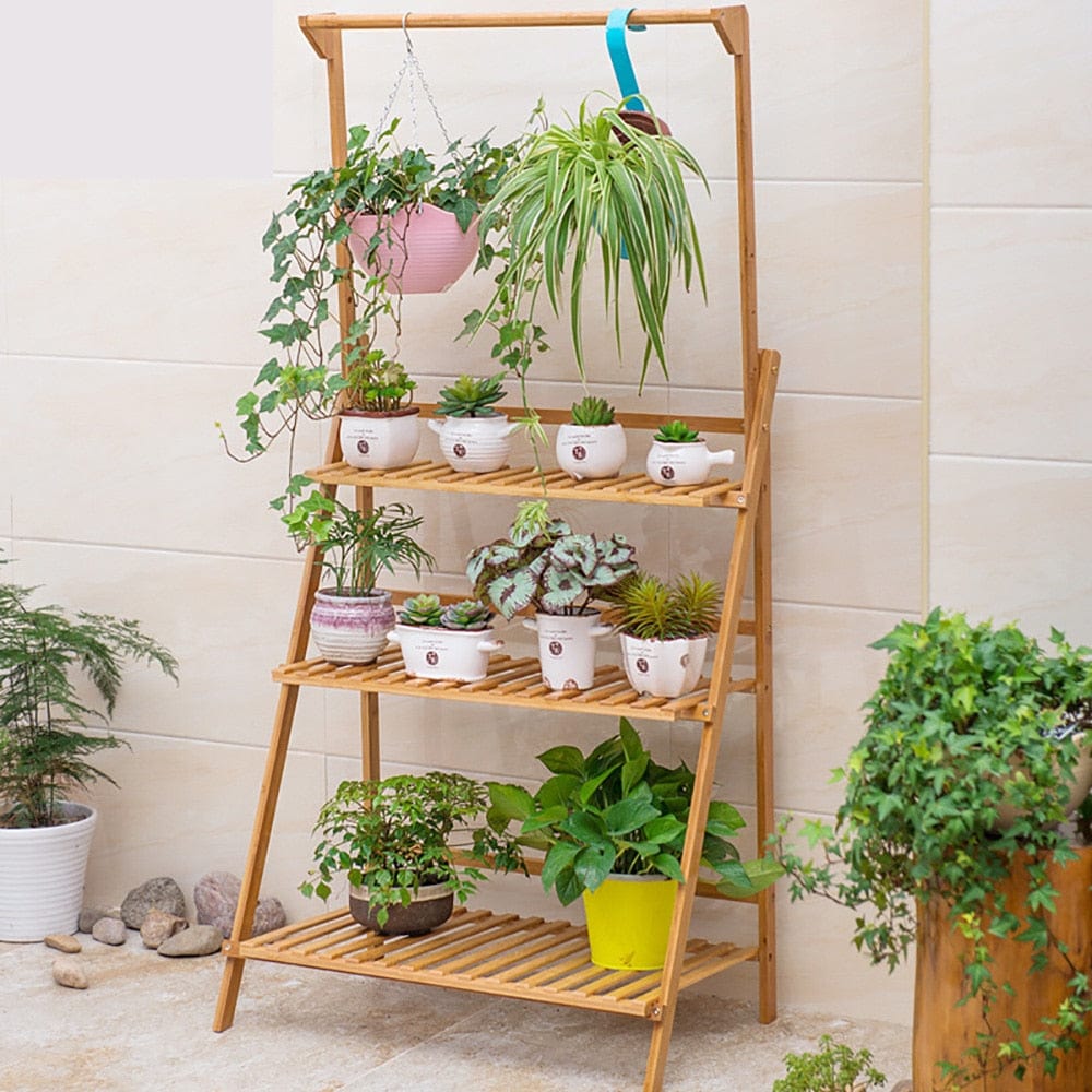 ShopGrowSpaces, 3 Tier Foldable Bamboo Flower Pot Plants