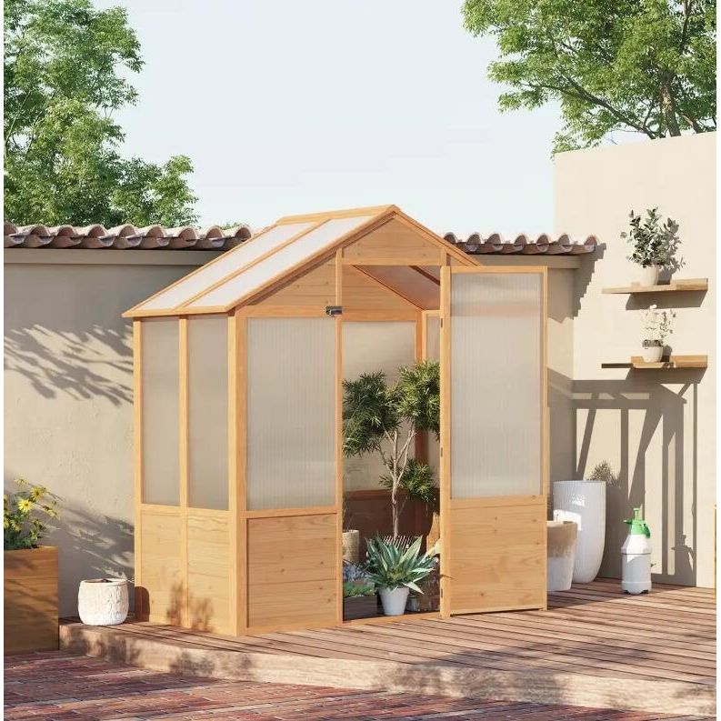 ShopGrowSpaces, 6' x 4' x 7' Wooden Greenhouse, Walk-in Green House