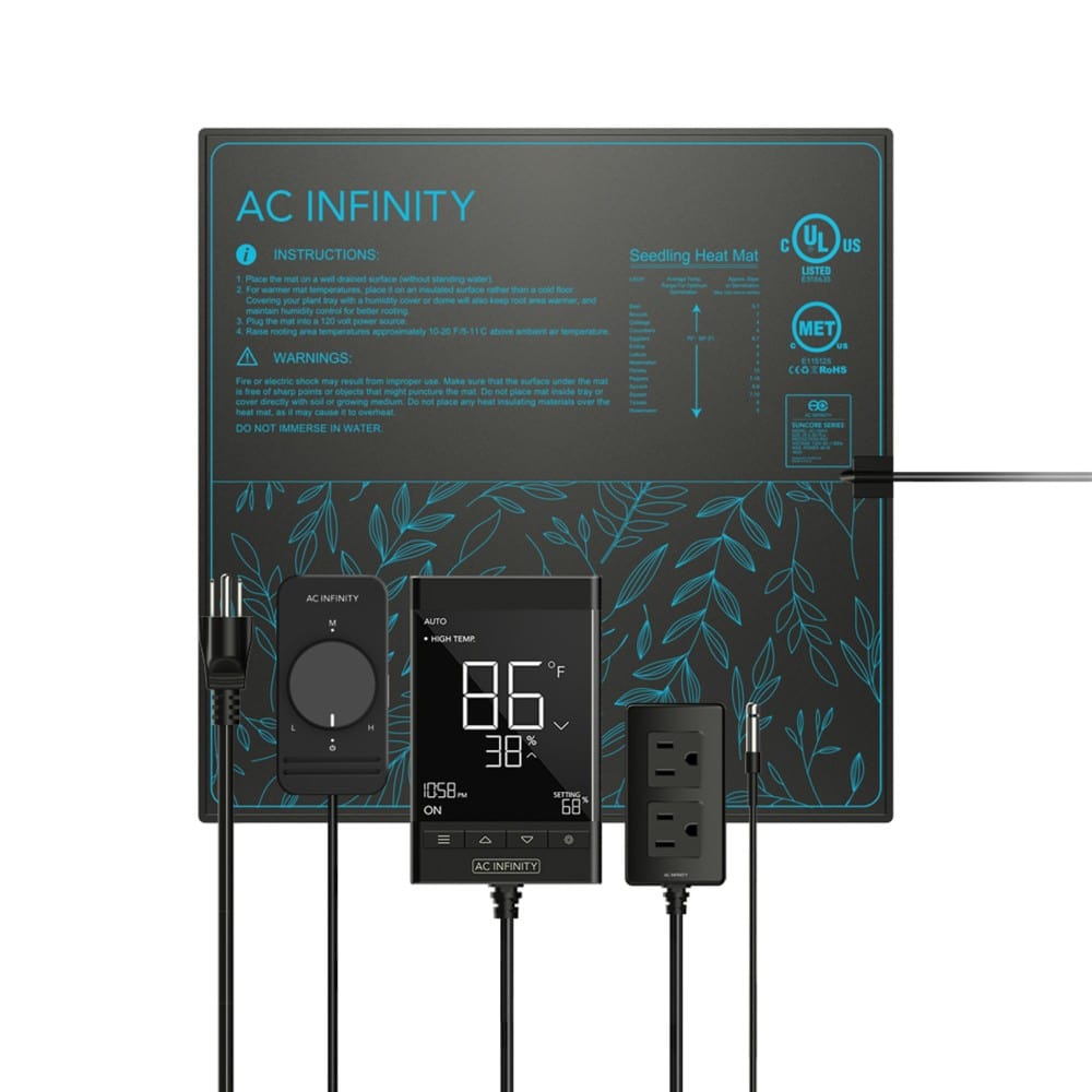 AC Infinity, AC Infinity Suncore T5 | Seedling Heat Mat with Digital Thermostat Heat Controller | 20" x 20.75"