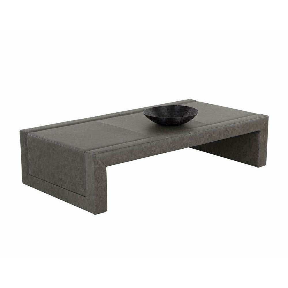 Sunpan, Barella Coffee Table - Vintage Charcoal Leather