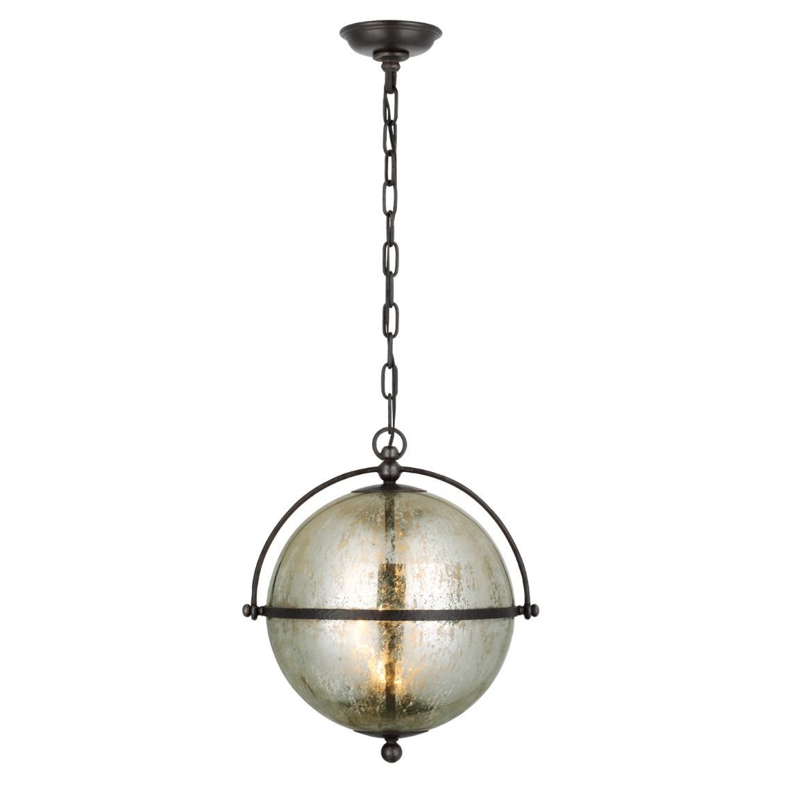 Light House Co., Bayridge Large Pendant in Aged Iron with Antique Mercury Glass