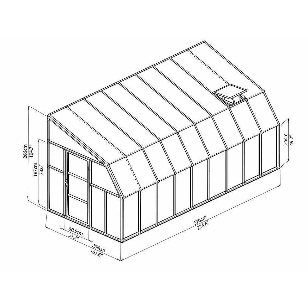 Rion, Canopia By Palram Rion 8x18 Sun Room 2 Greenhouse Kit - White (HG7618)