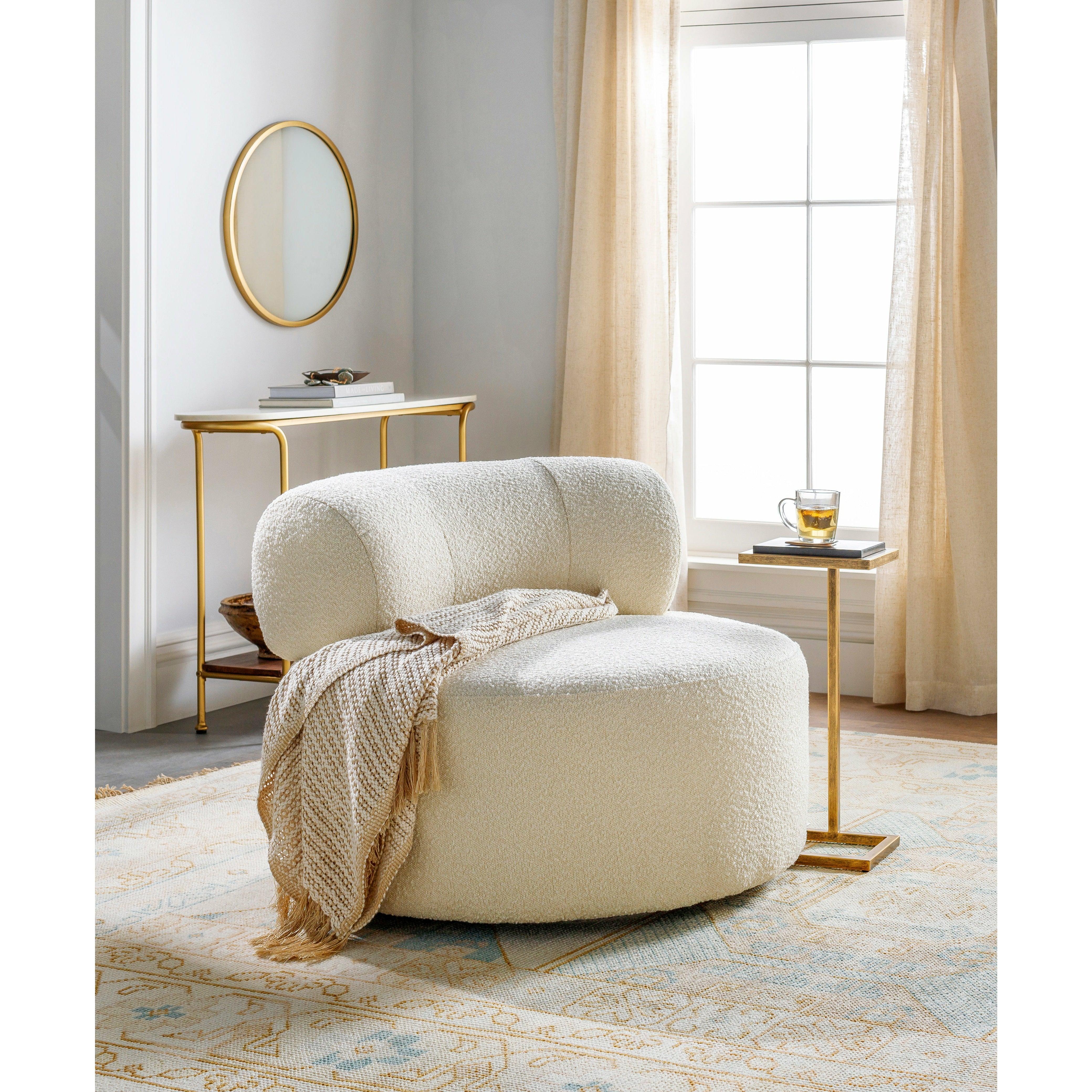 Surya, Clermont Bouclé Swivel Chair