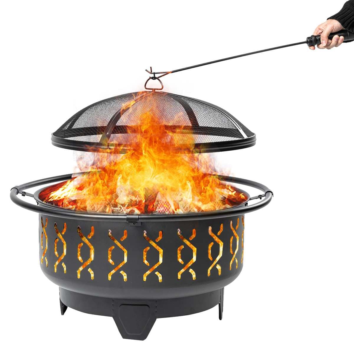 ShopGrowSpaces, Fire Pit Round Fire Bowl Black