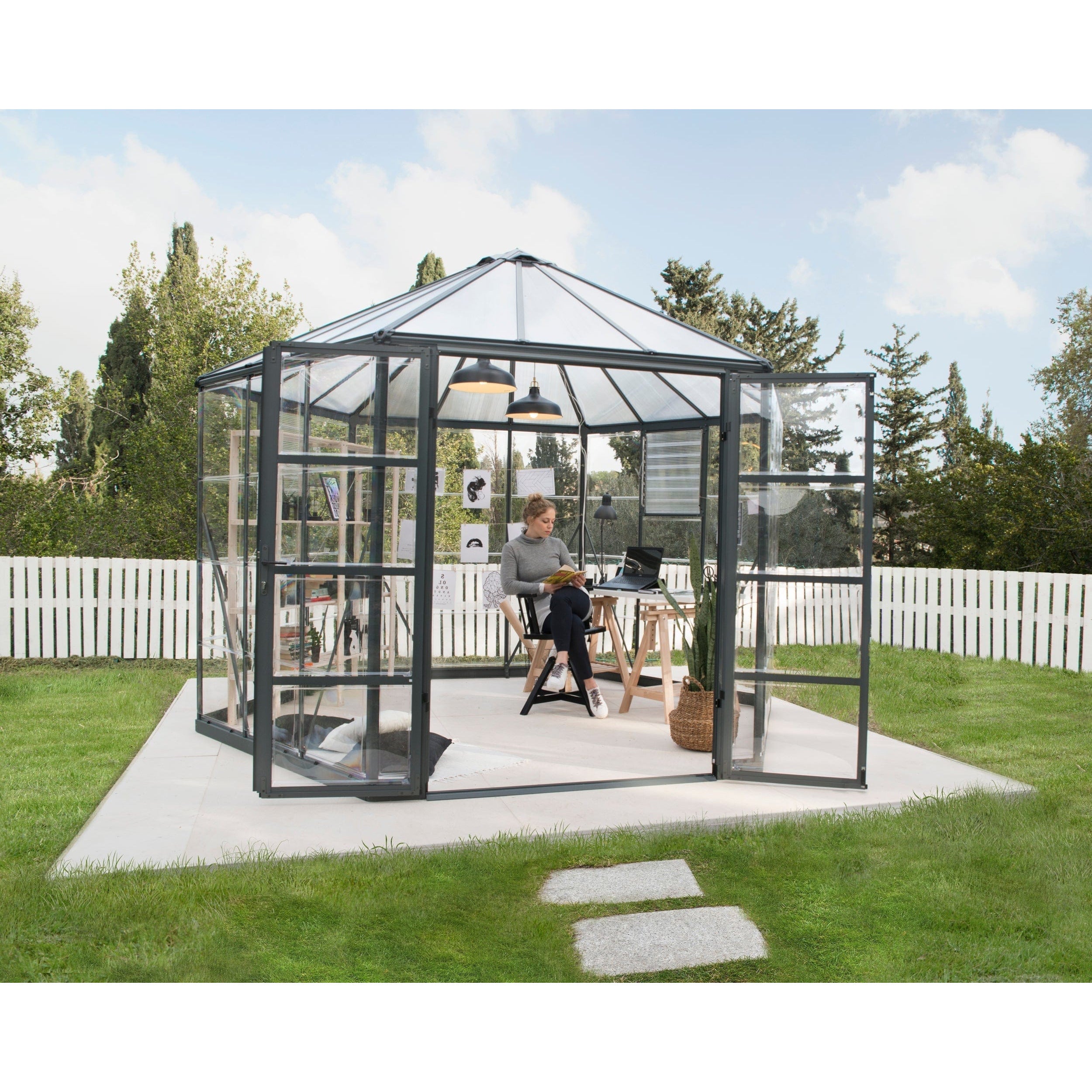 Palram - Canopia, Oasis™ 10x9x12.ft Clear Wall Chalet Greenhouse