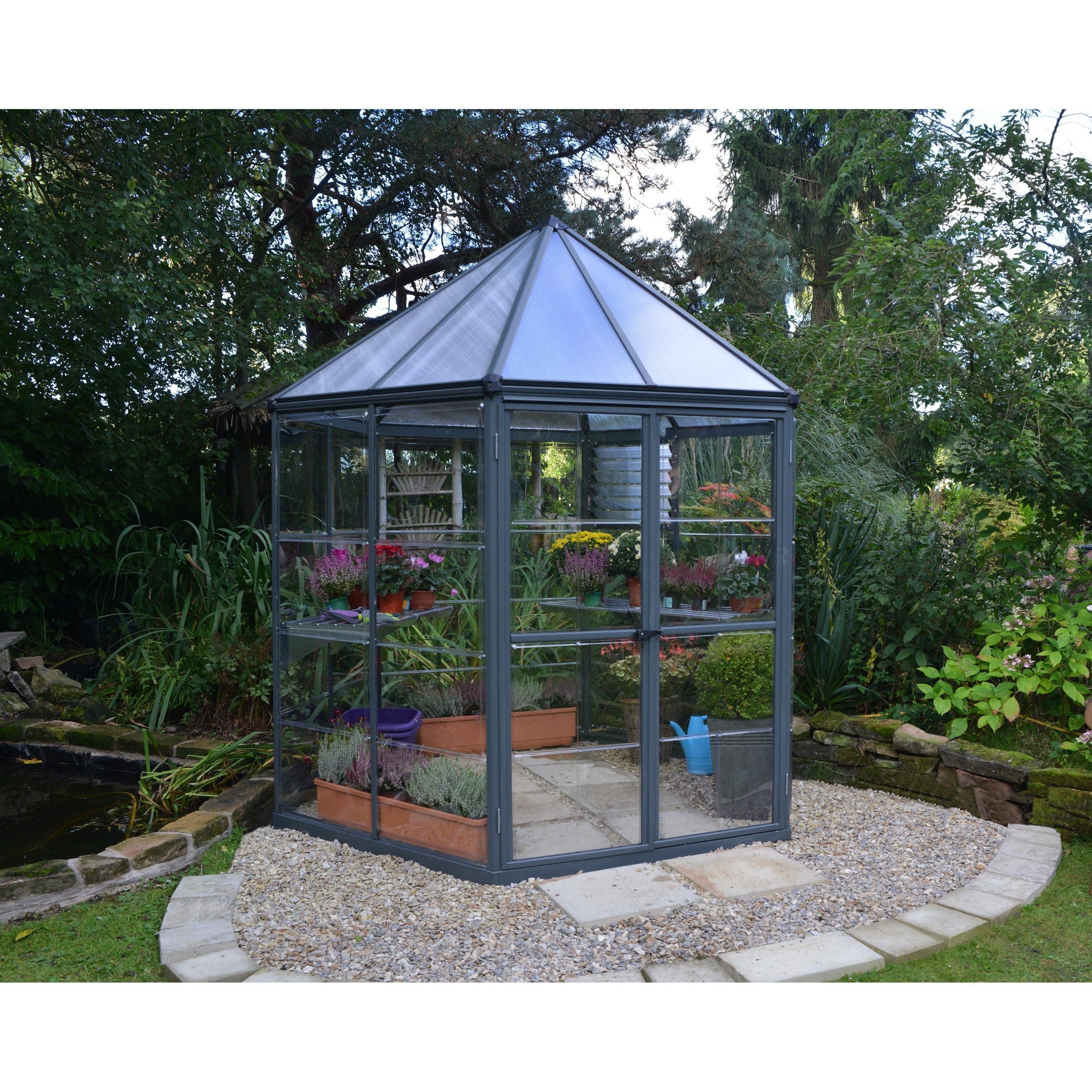 Palram - Canopia, Oasis™ 7x8x8.ft Clear Wall Hexagonal Greenhouse